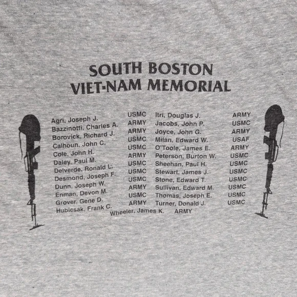 Men's Hanes Gray South Boston Viet-Nam Memorial Short Sleeve Tee XL - Picture 4 of 6